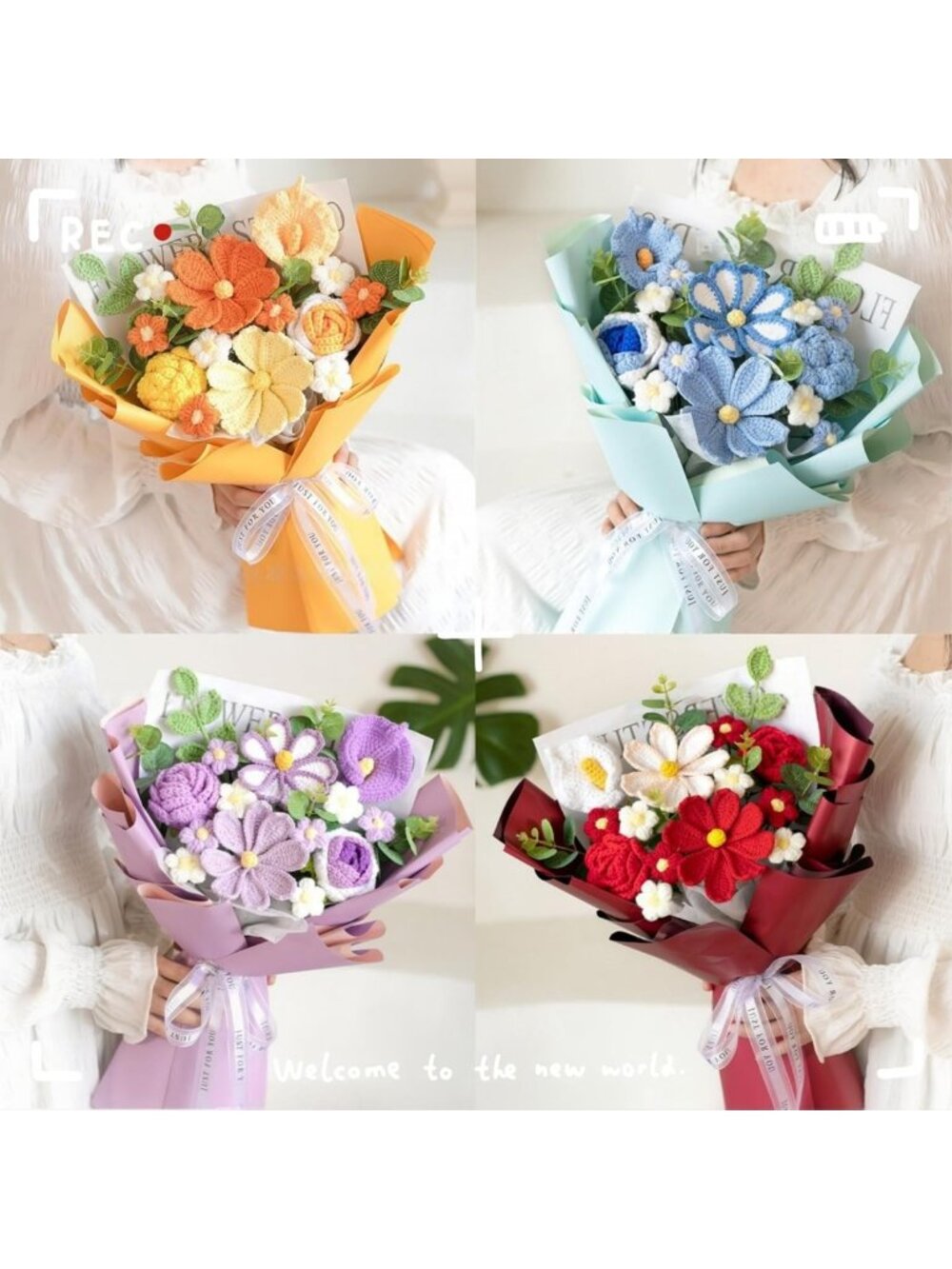 Handmade Crochet Flower Bouquet - Knitted Tulips & Colorful Flowers for Home - Picture 7 of 7
